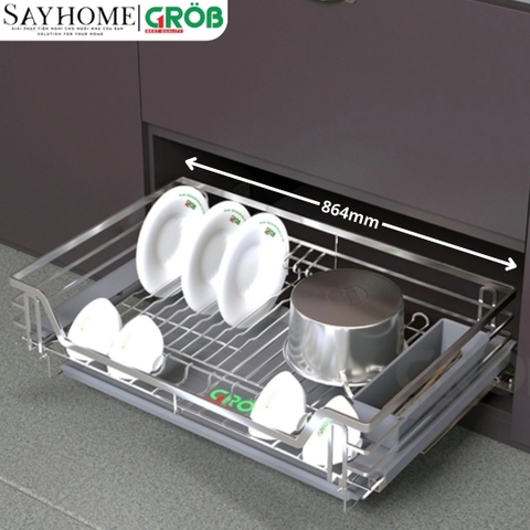 Giá đựng chén bát dĩa GROB C1O304.083.60/70/75/80/90 đa năng inox 304 GROB - Mix Oval - Hàng chính hãng