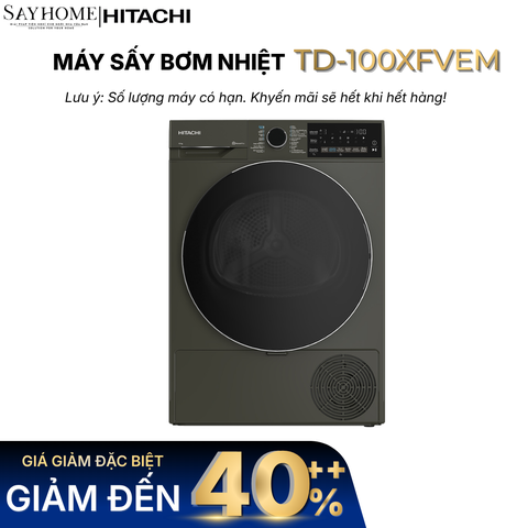 Máy Sấy Bơm Nhiệt HITACHI TD-100XFVEM 10kg - Hàng chính hãng