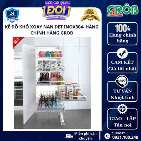 Tủ đồ khô xoay mở từng tầng inox 304 đáy Melamin GROB - Nan dẹt