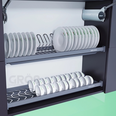 Giá chén bát cố định GROB GO304-H160/H170/H180/H190 inox 304, nan Oval - Hàng chính hãng Grob