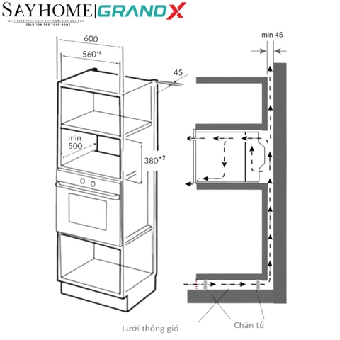 Lò nướng kết hợp vi sóng GRANDX GX30MW5 28 Lít - Hàng chính hãng