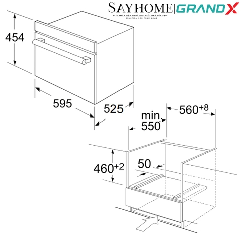 Lò nướng kết hợp vi sóng GRANDX GX38MW6 38 Lít - Hàng chính hãng