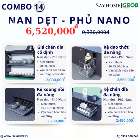 COMBO Phụ kiện tủ bếp cao cấp GROB - Combo 14