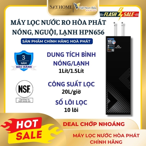 Máy lọc nước Hoà Phát HPN656 RO 10 lõi nóng-lạnh-nguội - Hàng chính hãng Hoà Phát