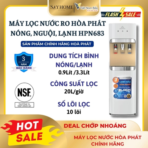 Máy lọc nước Hoà Phát HPN683  RO 10 lõi nóng-lạnh-nguội - Hàng chính hãng Hoà Phát