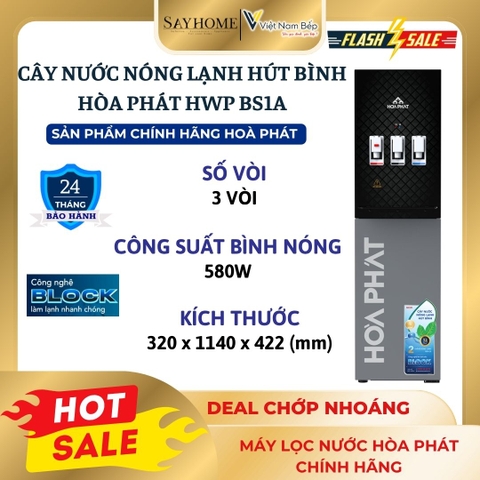 Cây nước nóng lạnh hút bình Hòa Phát HWP BS1A - Bảo hành 24 tháng