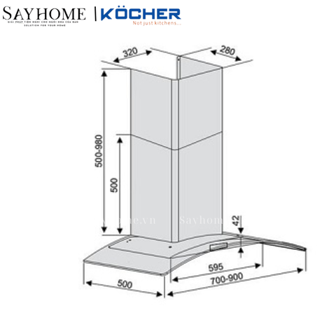 Máy hút mùi Kocher K-228 BL - Hàng chính hãng