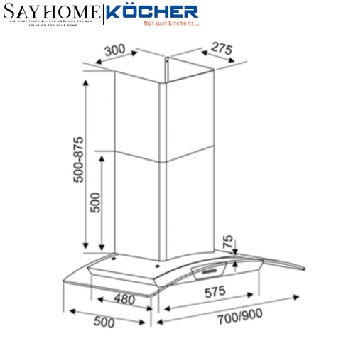 Máy hút mùi kính cong KOCHER K-228S tại thành phố Hồ Chí Minh