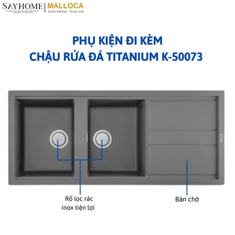 Chậu rửa đá 2 ngăn Malloca TITANIUM K-50073 tại thành phố Hồ Chí Minh