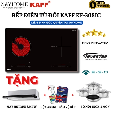 Bếp từ kết hợp hồng ngoại đôi KAFF KF-308IC - Bảo hành chính hãng 5 năm tại nhà