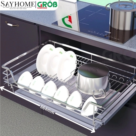Kệ chén dĩa GROB GC304-60/70/75/80/90đa năng inox SUS304, nan dẹt - Hàng chính hãng GROB
