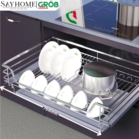 Kệ chén dĩa GROB GC304-60/70/75/80/90đa năng inox SUS304, nan dẹt - Hàng chính hãng GROB