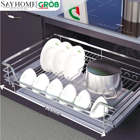 Kệ chén dĩa GROB GC304-60/70/75/80/90đa năng inox SUS304, nan dẹt - Hàng chính hãng GROB