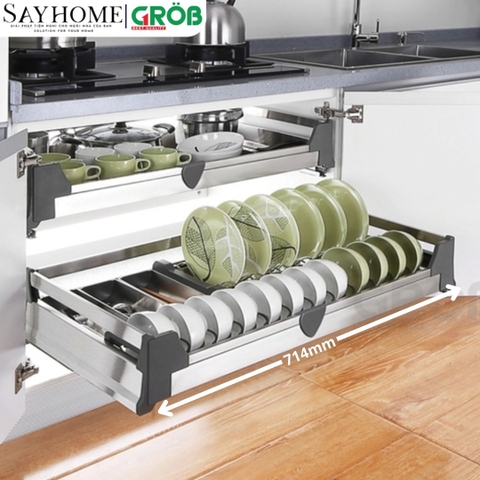 Kệ chén dĩa GROB GH- 61A/71A/76A/81A/91A inox hộp âm tủ - Hàng chính hãng GROB