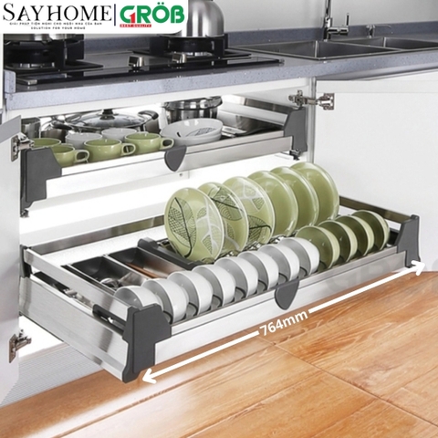 Kệ chén dĩa GROB GH- 61A/71A/76A/81A/91A inox hộp âm tủ - Hàng chính hãng GROB