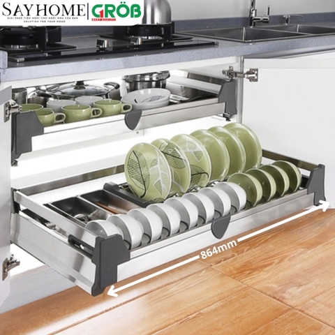 Kệ chén dĩa GROB GH- 61A/71A/76A/81A/91A inox hộp âm tủ - Hàng chính hãng GROB