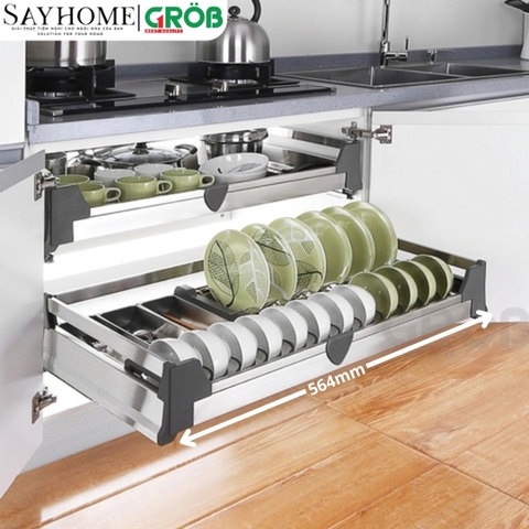 Kệ chén dĩa GROB GH- 61A/71A/76A/81A/91A inox hộp âm tủ - Hàng chính hãng GROB