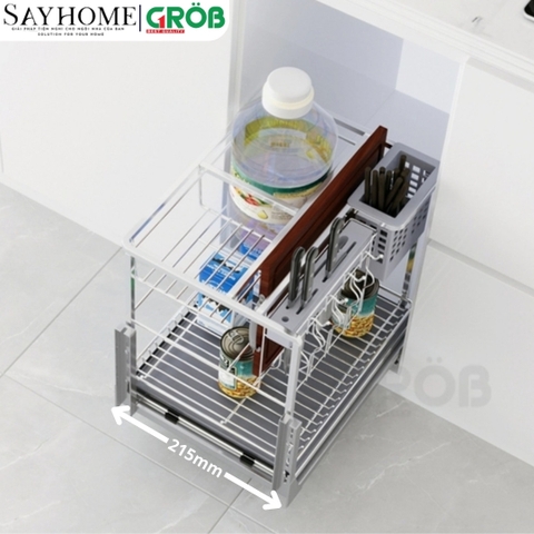 Kệ dao thớt GROB CS-20/25/30/35/40 đa năng inox mạ Crom, nan vuông - Hàng chính hãng GROB