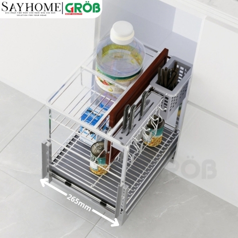 Kệ dao thớt GROB CS-20/25/30/35/40 đa năng inox mạ Crom, nan vuông - Hàng chính hãng GROB