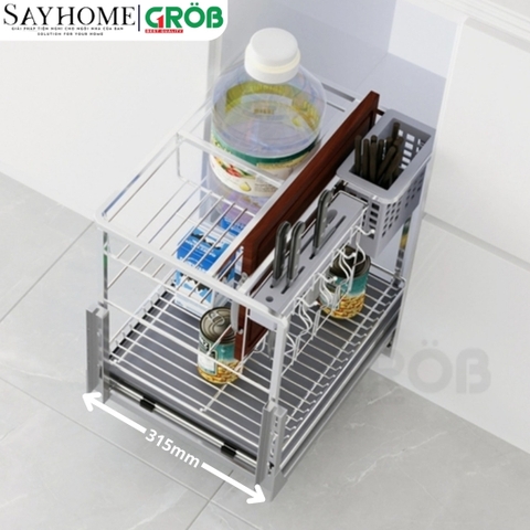 Kệ dao thớt GROB CS-20/25/30/35/40 đa năng inox mạ Crom, nan vuông - Hàng chính hãng GROB