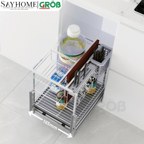 Kệ dao thớt GROB CS-20/25/30/35/40 đa năng inox mạ Crom, nan vuông - Hàng chính hãng GROB
