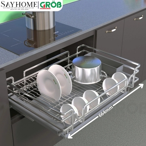 Kệ đựng chén bát GROB GO304-60/70/75/80/90 inox SUS304, nan Oval- Hàng chính hãng GROB