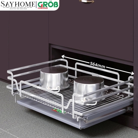 Kệ đựng xoong nồi GROB C1OP.093.60/70/75/80/90 hợp kim phủ Nano, nan Oval - Hàng chính hãng GROB