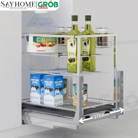Kệ gia vị GROB CS-20B/25B/30B/35B/40B đa năng inox mạ Crom, nan vuông - Hàng chính hãng GROB