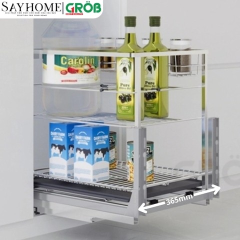 Kệ gia vị GROB CS-20B/25B/30B/35B/40B đa năng inox mạ Crom, nan vuông - Hàng chính hãng GROB