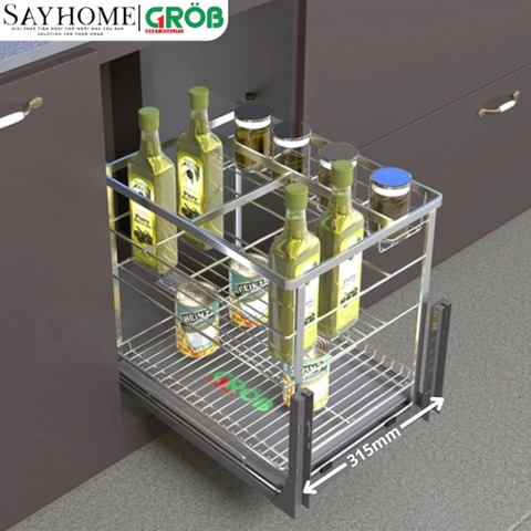 Kệ gia vị GROB GC304-20B/25B/30B/35B/40B đa năng inox SUS304, nan dẹt - Hàng chính hãng GROB