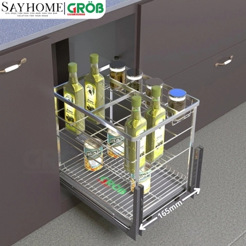 Kệ gia vị GROB GC304-20B/25B/30B/35B/40B đa năng inox SUS304, nan dẹt - Hàng chính hãng GROB