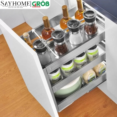 Kệ gia vị GROB GH- 20B/25B/30B/35B/40B đa năng inox hộp - Hàng chính hãng GROB