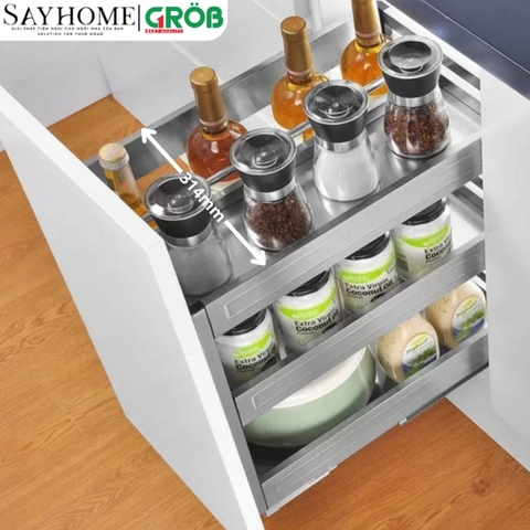 Kệ gia vị GROB GH- 20B/25B/30B/35B/40B đa năng inox hộp - Hàng chính hãng GROB