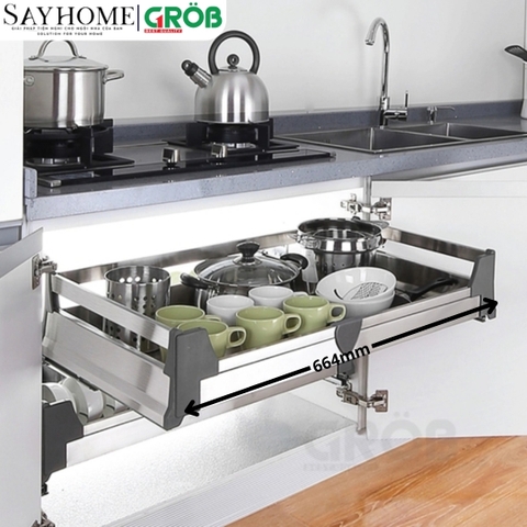 Kệ xoong nồi GROB GH- 60A/70A/75A/80A/90 đa năng inox hộp - Hàng chính hãng GROB