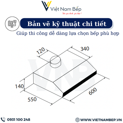 Máy hút mùi âm tủ KAFF KF-738B - Bảo hành chính hãng 5 năm