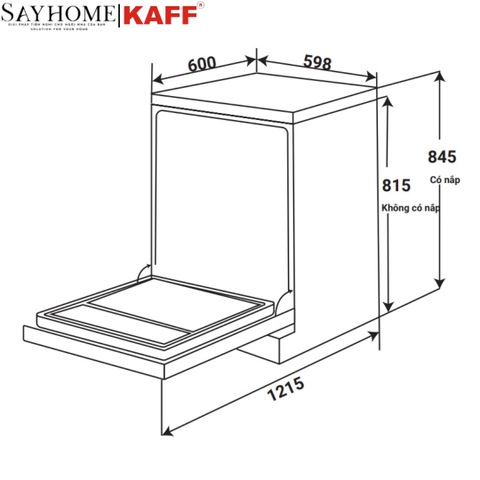 Máy rửa chén bát KAFF KF- BHMI815Y độc lập - Bảo hành chính hãng