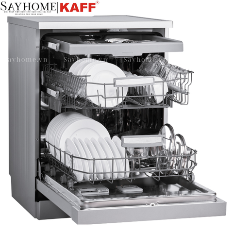 Máy rửa chén bát KAFF KF-D65ERIS bán âm, độc lập 15 bộ đồ ăn Châu Âu - Bảo hành chính hãng 5 năm