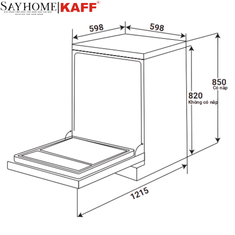 Máy rửa chén bát KAFF KF-D65ERIS bán âm, độc lập 15 bộ đồ ăn Châu Âu - Bảo hành chính hãng 5 năm