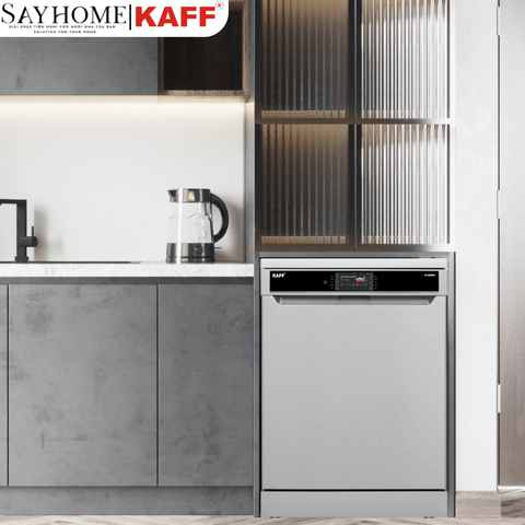 Máy rửa chén bát KAFF KF-D65ERIS bán âm, độc lập 15 bộ đồ ăn Châu Âu - Bảo hành chính hãng 5 năm