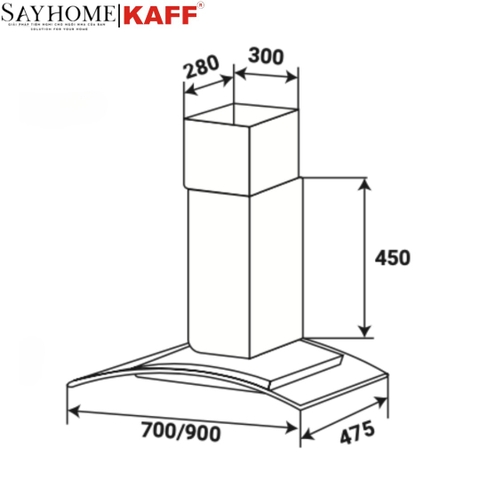 Máy hút mùi KAFF KF-GB783N/GB983N kính cong áp tường - Bảo hành chính hãng 3 năm
