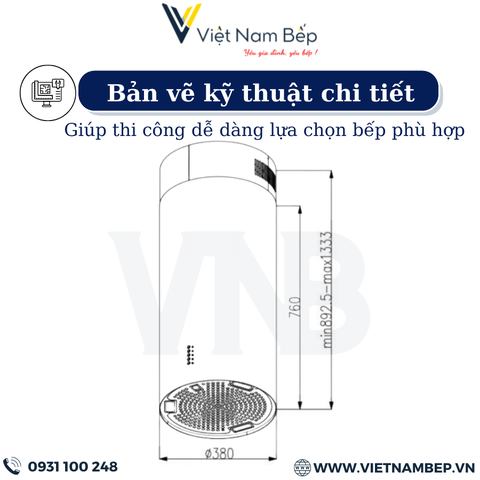 Máy hút mùi độc lập dạng ống-màu đen-cảm ứng KAFF KF-IS380CRS - Bảo hành chính hãng 3 năm