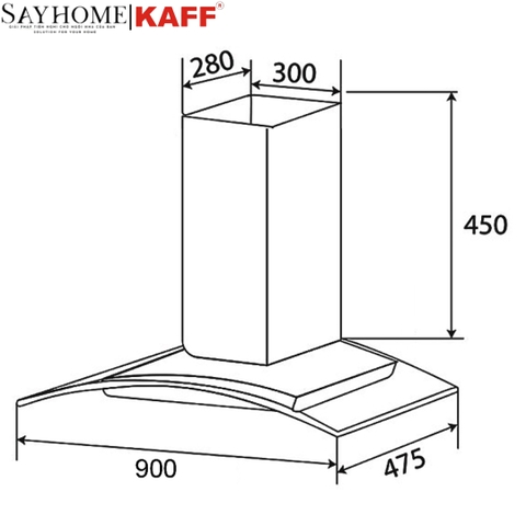Máy hút mùi KAFF KF-IS90GH kính cong độc lập - Bảo hành chính hãng 3 năm