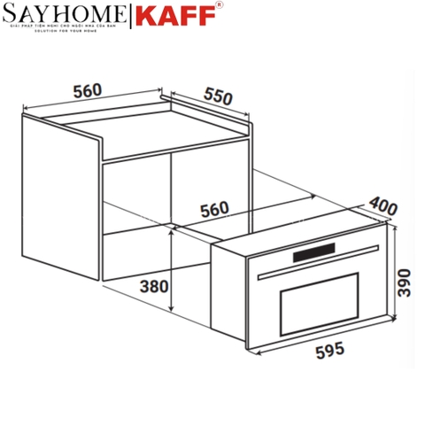 Lò vi sóng kết hợp nướng KAFF KF-MC02 âm tủ thân inox 25 lít- Bảo hành chính hãng 5 năm