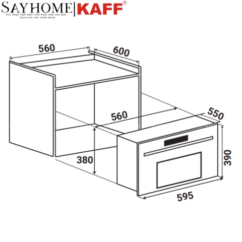Lò vi sóng kết hợp nướng KAFF KF-MC34L âm tủ 34 lít - Bảo hành chính hãng 5 năm