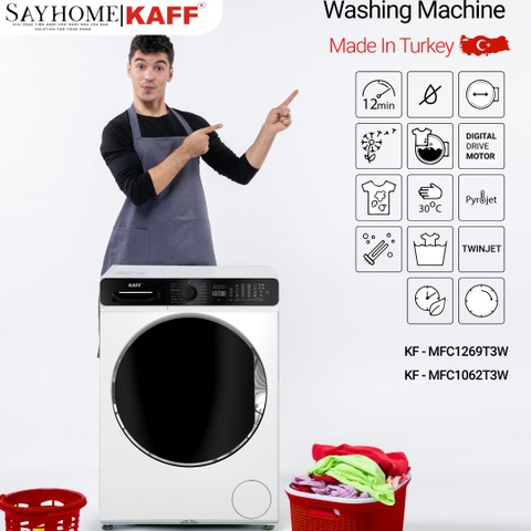 Máy giặt KAFF KF-MFC1269T3W cửa trước lồng ngang - Bảo hành chính hãng 5 năm