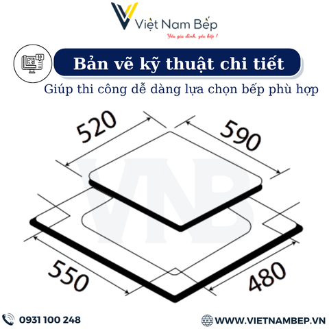 Bếp điện từ kết hợp 3 vùng nấu KF-S48QH - Bảo hành chính hãng 7 năm