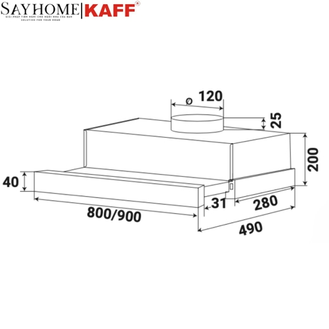 Máy hút mùi KAFF KF-TL600/TL700/TL800/TL900 âm tủ ray kéo cảm ứng - Bảo hành chính hãng 3 năm