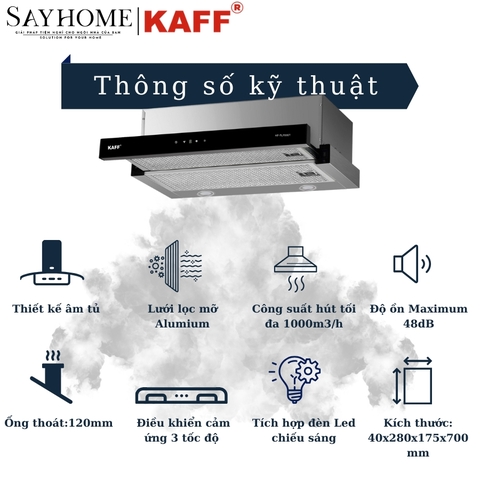 Máy hút mùi KAFF KF-TL700ST/ TL800ST/ TL900ST âm tủ ray kéo cảm ứng - Bảo hành chính hãng 3 năm