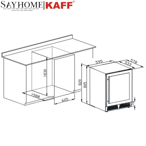 Tủ rượu KAFF KF-WC01 - Bảo hành chính hãng 5 năm