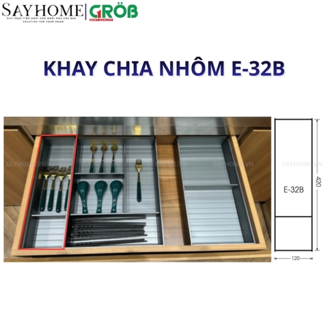 Khay chia nhôm GROB E- 32A, E- 32B, E- 32D, E-32E cho ngăn kéo gỗ - Hàng chính hãng